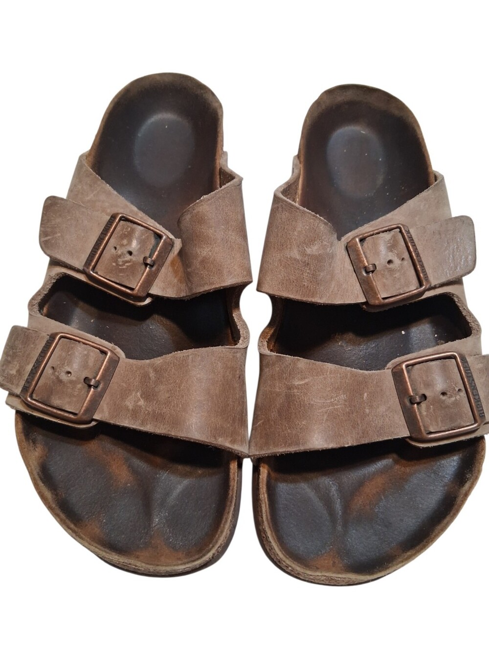 Birkenstock Arizona Brown Oiled Leather Two-Strap Sandals Size 40 Comfy Classic